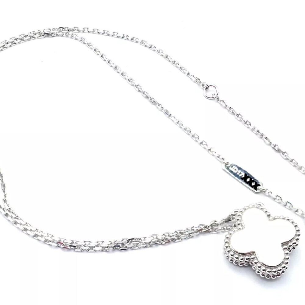 Van Cleef &Arpels Celadon Sèvres Porcelain Diamond 18k Vintage Alhambra Necklace - Picture 13 of 13